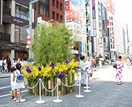 銀座 ＧＩＮＺＡＳＩＸ ゆかたで銀ぶら 生花 竹装飾