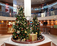神戸港 オーシャンドリーム号ピースボート 船内 クリスマス装飾