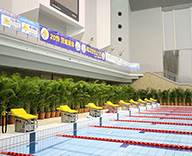 19 ひたちなか市 山新 スイミングプール 水泳競技 観葉植物 設営