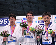 19 東京 国際辰巳水泳場 日本 学生 選手 権水泳競技 大会 競泳競技 会場内 観葉植物 装飾 表彰用 ビクトリーブーケ