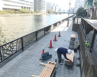 20 芝浦 緑地 整備 区民 老朽化 ベンチ板 板 交換 工事