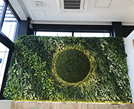 20 大阪府 企業 食堂 壁面 アート グリーン 造花 装飾