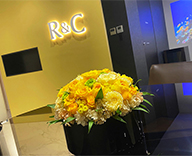 22 銀座 R&C 株式会社 観葉 植物 レンタル プリザーブド フラワー 定期 企業カラー 黄色 アレンジ LSA International エルエスエー インターナショナル ガラスベース 観葉植物 拘り オフィス 素敵 事例 hitotoki