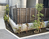 25 東京 エントランス ブルーパシフィック グランドカバー 白玉砂利 futatoki 事例